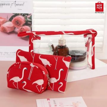 3 Pieces Flamingo cosmetics Bag (631)