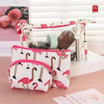 3 Pieces Flamingo cosmetics Bag (631)