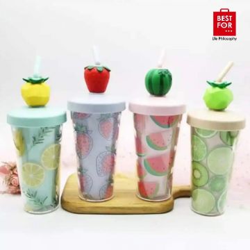 Plastic Cup With Fruit Lid-Lemon (834)